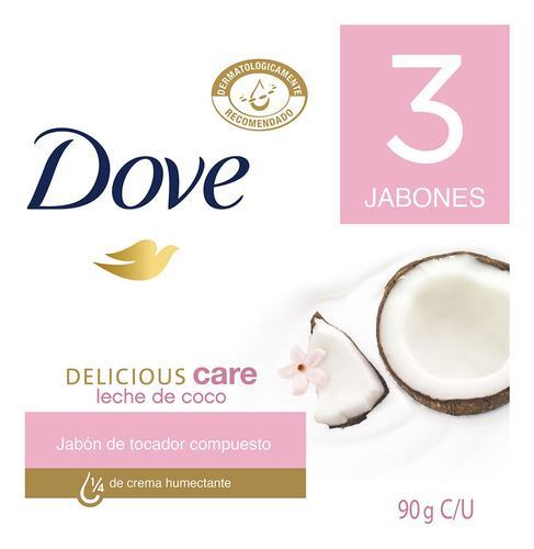 Jabon Dove Delicious Care Leche De Coco X 3und X 90g