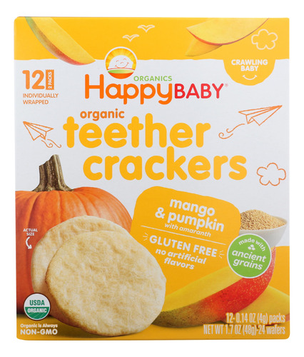 Happy Baby Galletas Mordedoras Organicas De Mango Y Calabaza