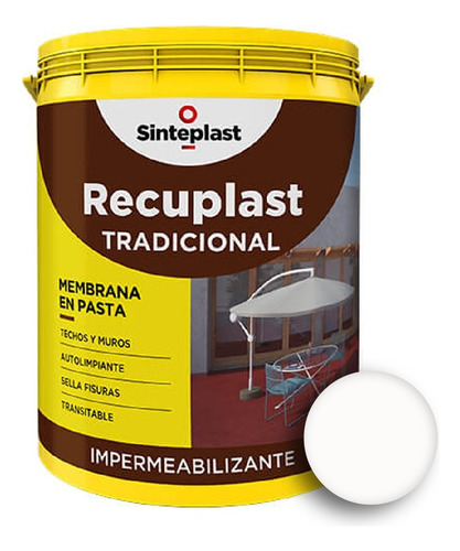 Recuplast Tradicional Membrana En Pasta Para Techos / Muros X 10lts - Prestigio Color Blanco