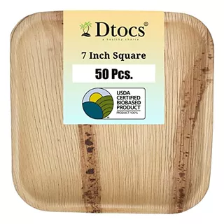 Palm Leaf Plates Pack 50, 7 Inch Square | Ecofriendly, ...