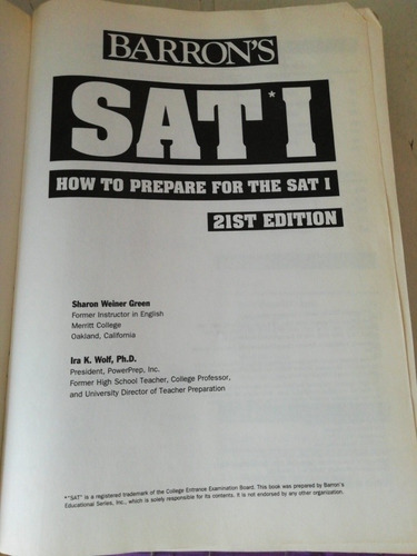 How To Prepare For The Sat I Sharon Weiner (us) (Usado)