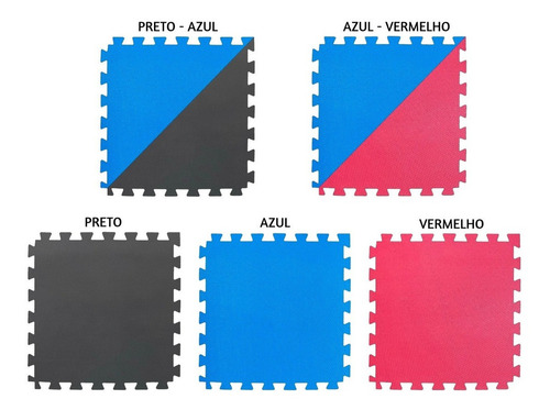 Tatame Encaixar Eva Borracha Multiuso 1x1 30mm Cor Azul-Preto