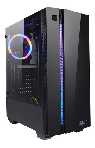 Gabinete Gamer Iqual Cm-9527 Rgb Templado + Fuente 700w Full