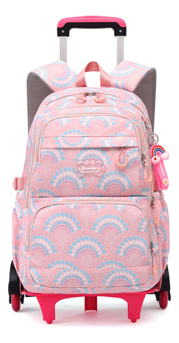 Yjmkoi Mochila Con Ruedas Con Estampado De Corazón Para Ni.