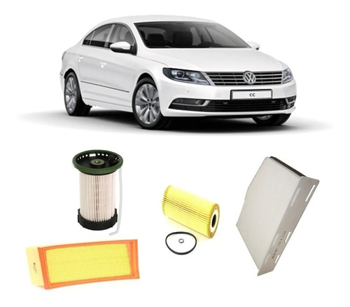 Kit 4 Filtros Wega Volkswagen Passat Cc Tdi 