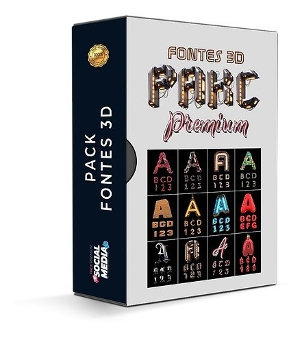 Super Pack Fontes 3d Png Social Media Alfabeto + Bônus