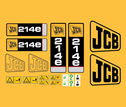 Adesivos Retroescavadeira Compatível Com Jcb 214e + Etiqueta Cor Adesivo Emblema Gráfico 214 E