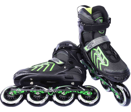 Patines Lineales Ajustables Alta Velocidad Tallas Variadas L / 37-38-39 Verde