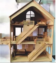 Comprar Casita De Muñecas Polly Con Mobiliario En Madera 90 Cm