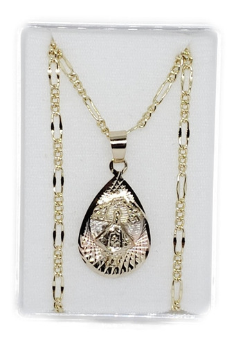 Collar Virgen San Juan Los Lagos Gota 2 Cm Oro Laminado J17