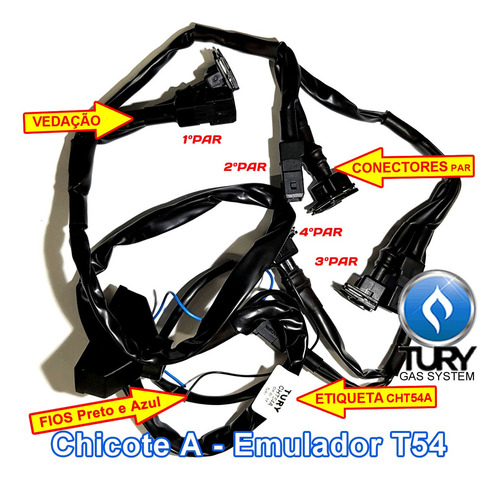 T54a Emulador De 4 Bicos Injetores Tury Gas P/ Gnv Flex