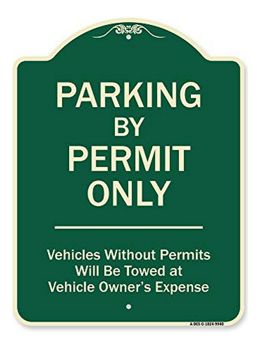 Cartel De Estacionamiento  Permitido Solo Con Permiso 