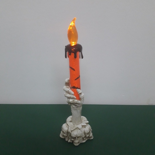 Candelabro Mano C/ Vela Luz Led Deco Halloween Chirimbolos