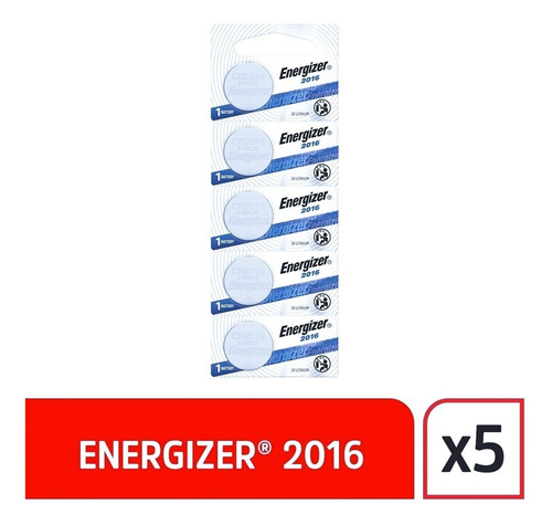 Imagen 3 de 10 de Pila Boton Cr2016 Energizer Blister X5 Unidades 3v Litio