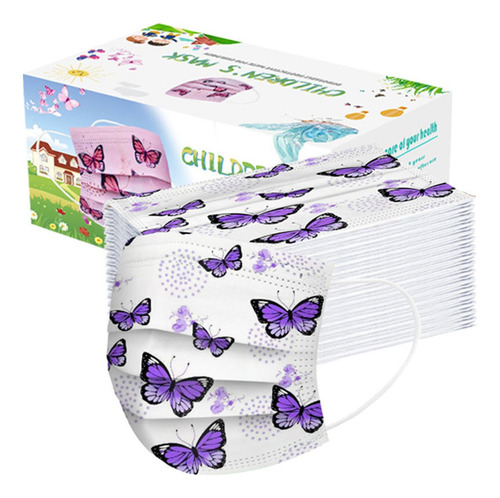 Mascarilla Desechable De Mariposa Morada Para Niños I 6084