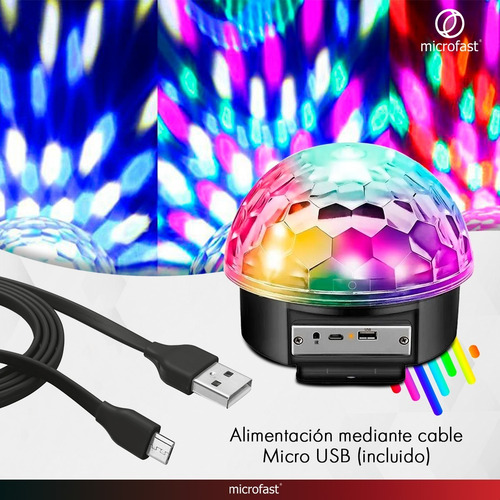 Imagen 2 de 9 de Bola Luz Led Rgb Rítmica Parlante Usb Mp3 Bluetooth 10w