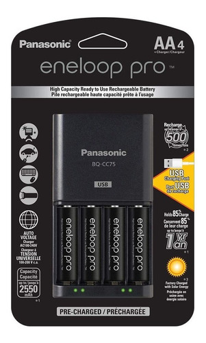 Kit 4 Pilas Aa Eneloop Pro Usb Panasonic + Cargador 2550mha