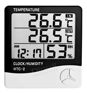 Termohigrómetro Htc-2 Lcd In/out Reloj Alarma Cable °c °f