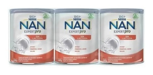 Formula Infantil Nan Expert Pro Sin Lactosa 3 Latas 400gr Ms