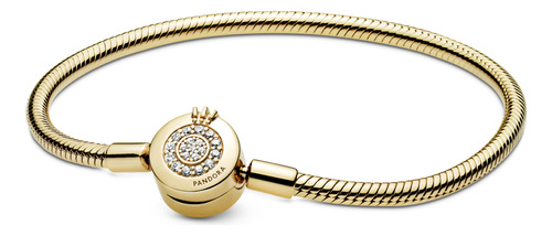 Brazalete Pandora Con Broche Corona O Cubierto En Oro De 14k Color Dorado Talla 18 Cm