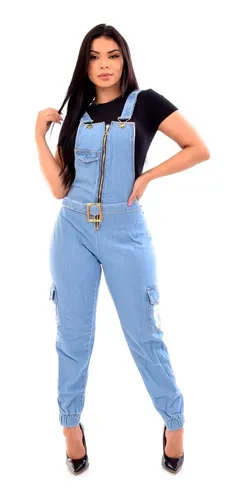 Jardineira jeans sales no mercado livre