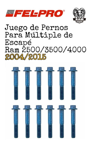 Juego De Pernos Para Múltiple De Escape Ram 2004/2015