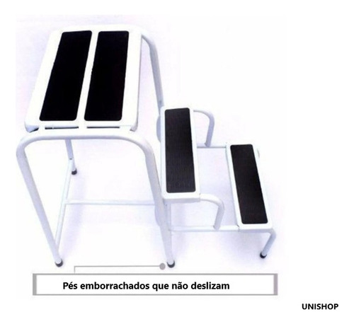 Banqueta Escada 3 Degraus Dobrável Antiderrapante Reforçada
