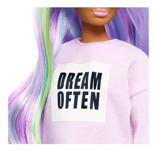 Imagem 3 de 6 de Barbie Fashionista 136 Cabelo Longo Arcoíris Ms