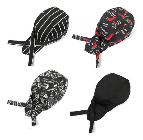 4 Pieza Gorro O Bandana De Cocina Gorras De Tamaño Ajustable