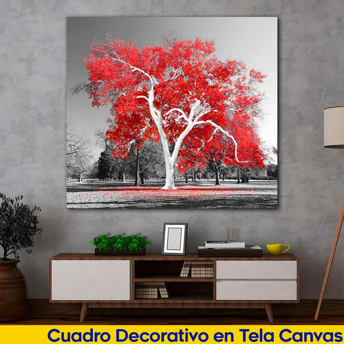 Cuadro Rojo Decorativo Moderno Canvas 60x60 Bastidor G6