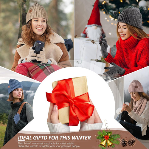 Conjunto De Gorro De Invierno Para Mujer, Bufanda, Guantes P