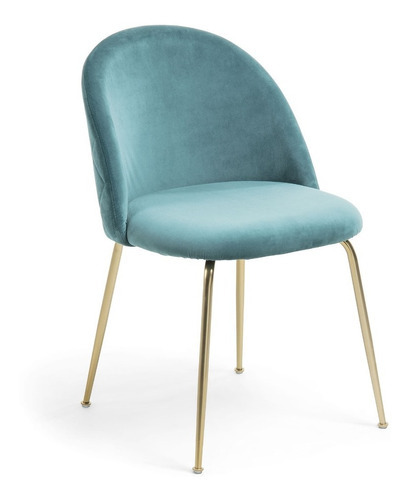 Silla Terciopelo Patas Doradas Modelo Mystere By Promobel Color de la estructura de la silla Dorado Color del asiento Verde