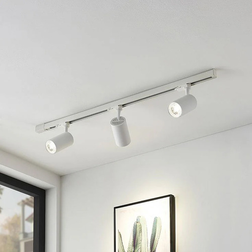 Pack 3 Focos Luz Neutra Con Riel Blanco 1mt Para Cielo/techo