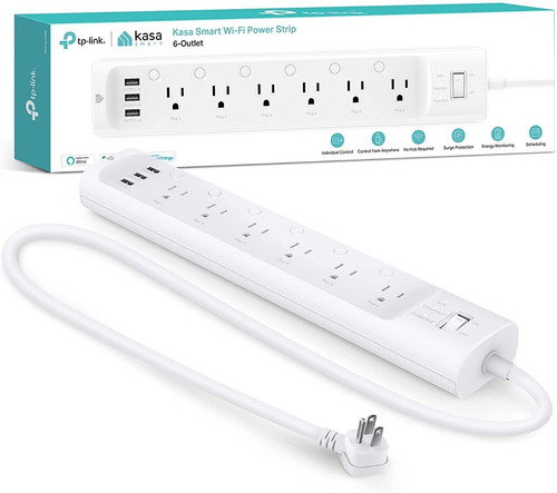 Regleta 6 Tomas Inteligentes 3 Usb, Funciona Con Alexa Y Goo