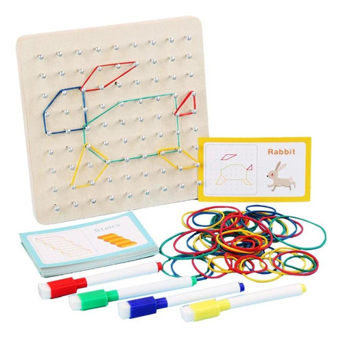 Madera Geoboard Con Tarjeta Creatividad Matemáticas