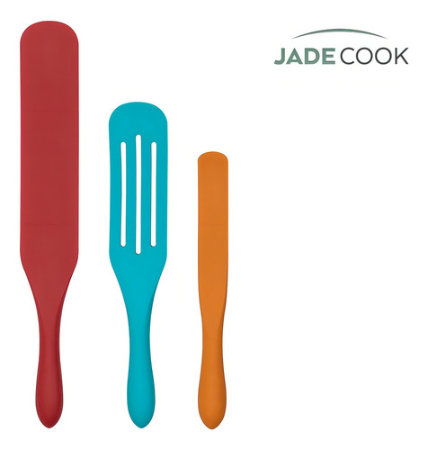 Espatulas De Cocina Jade Cook - 3 Piezas - Cv Directo Color Naranja, Azul y Rojo