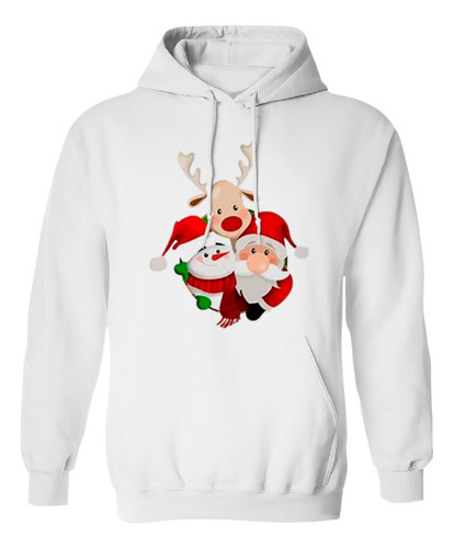 Sudadera Con Gorro Reno Muñeco Nieve Y Santa Navidad