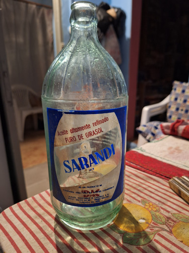 Antigua Botella De Aceite Sarandi ,industria Uruguaya Lt 1