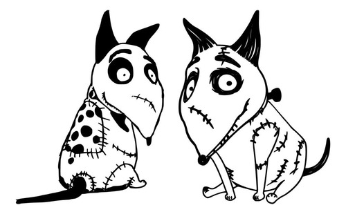 2 Stickers Adhesivo Sparky Frankenweenie 15cmx12cm Cada Uno