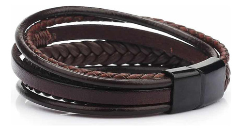 Manilla Pulsera Brazalete Cuero Cierre Magnético Hombre