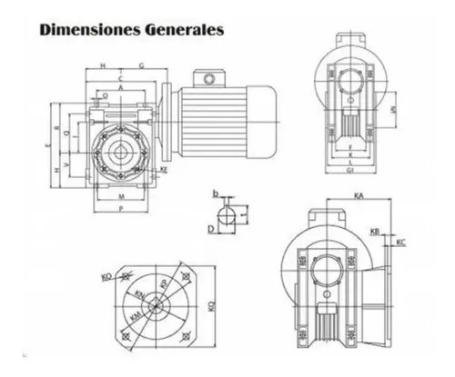 Reductor De Velocidad Relación 1:7,5/100 Tam 30 Motor 56-63