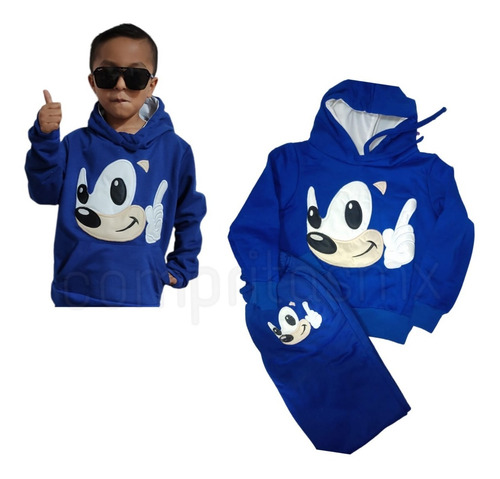 Conjunto Pants Sudadera Sonic Bordado Disfraz Zonic