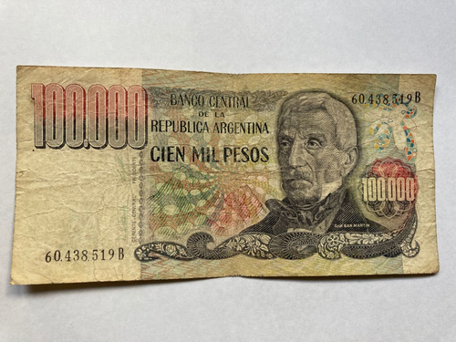 Billete Argentina 100000 Pesos Serie B (Usado)