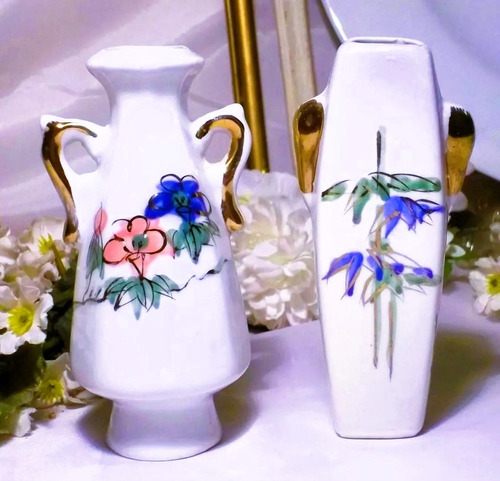 Set 6 Floreros Violeteros De Porcelana Antiguos Hand Made
