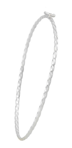 Pulseira Prata 925 Bracelete Torcido Confortável Comprimento 19 Cm Cor Prateado Diâmetro 6.5 Cm