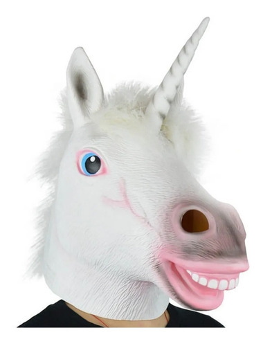 Mascara Cabeza Caballo Unicornio Blanca Máscara Halloween Lá