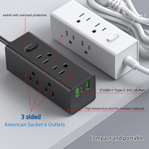 Multicontact 1.5m - 6 Tomas + 2 Usb - Extensión Eléctrica N