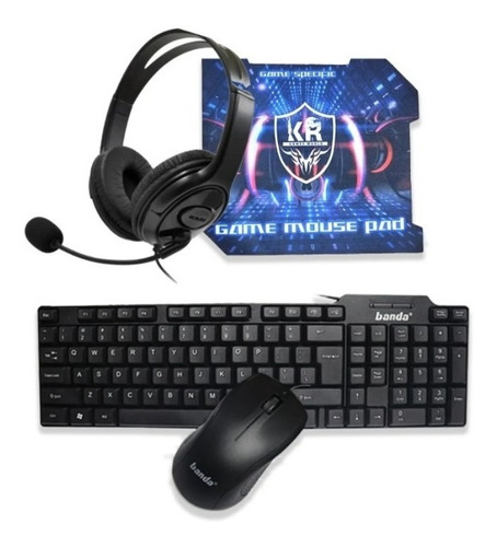 Combo Gamer 4 En 1 Teclado Mouse Optico Diadema Pad Mouse