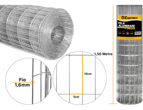 Tela Soldada Cerca Malha 5x10cm Rl 25x1,50m Com Tesoura