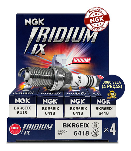 Jogo Vela Ignição Ngk Iridium Peugeot 208 1.5 8v Flex Desde 2013 Bkr6eix